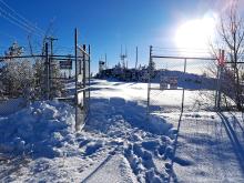 Shoveled out the gate to get access by snowmobile