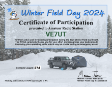 WFD Certificate for VE7UT